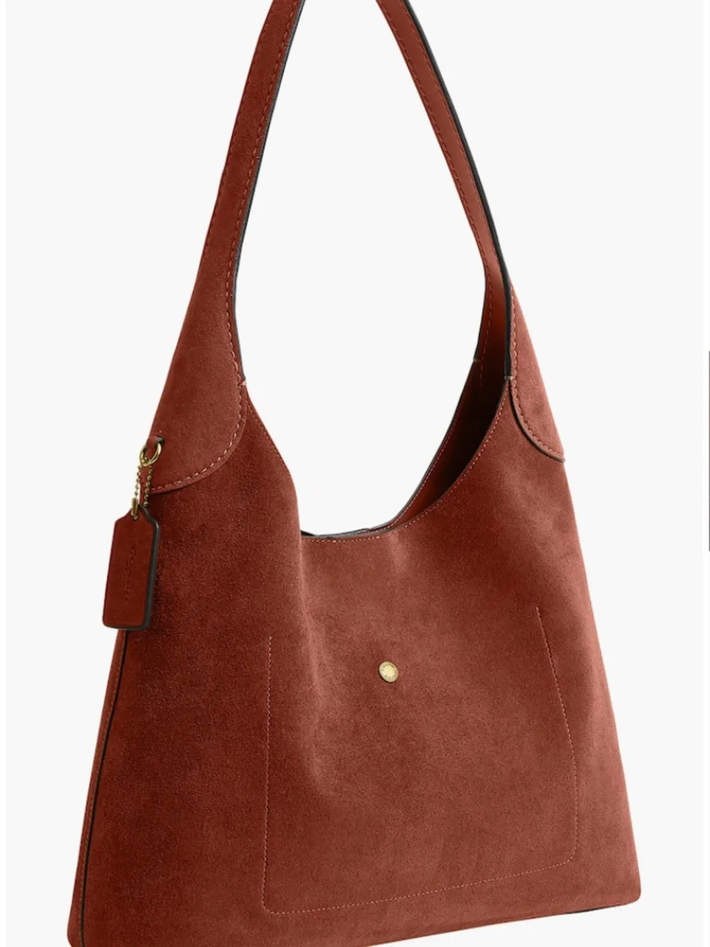 NWT $395 COACH Brooklyn 34 Suede Shoulder Bag in CLAY!